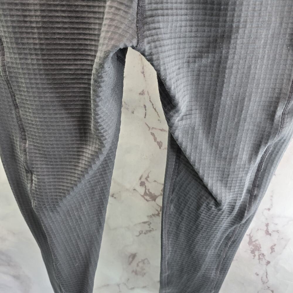 NRS Leggings Womens Medium Gray Micro Grid Fleece High Rise Baselayer UPF Hiking - Picture 7 of 11